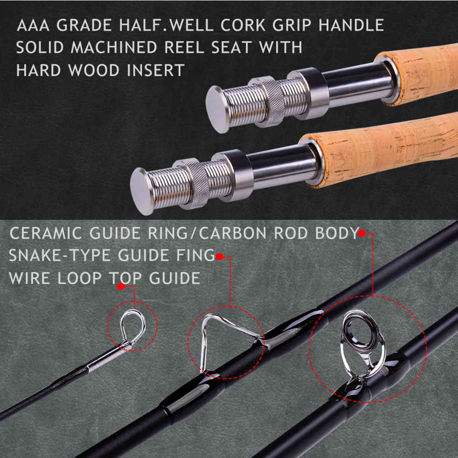 PROBEROS Fly Fishing Rod 7FT&9FT 2.1M&2.7M 4 Section Line wt 3/4 5/6 7/8 Soft Cork Handle Tackle 211118