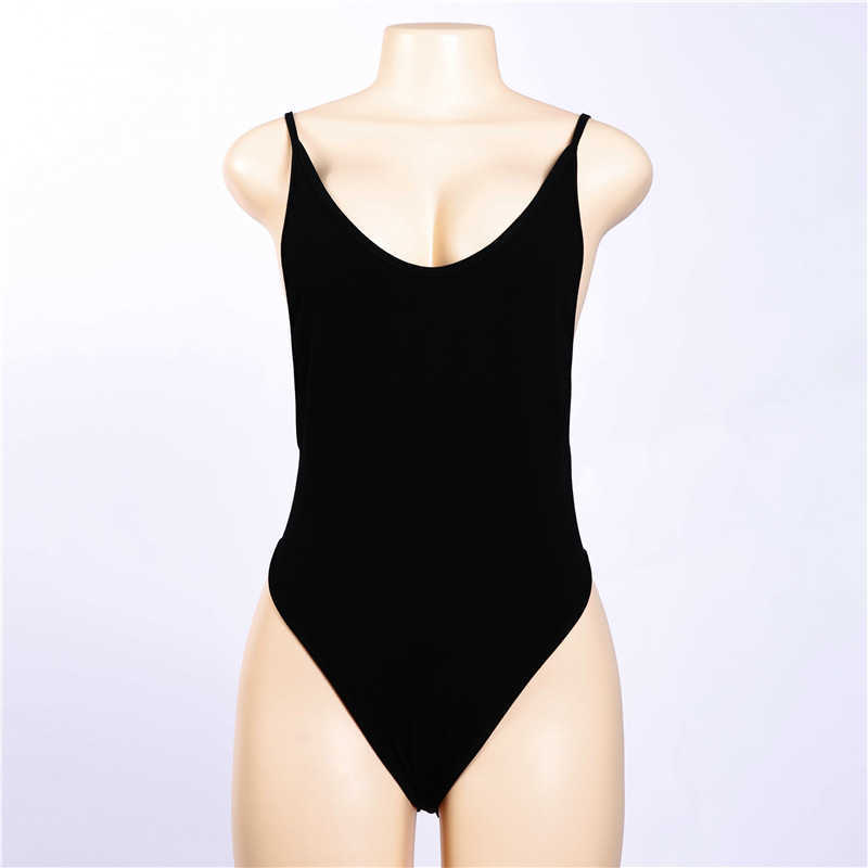Summer Sexy Women's Backless Black Rompers Jumpsuit Cotton Camisole Overalls Body Suit Catsuit Outfit Wome 210622