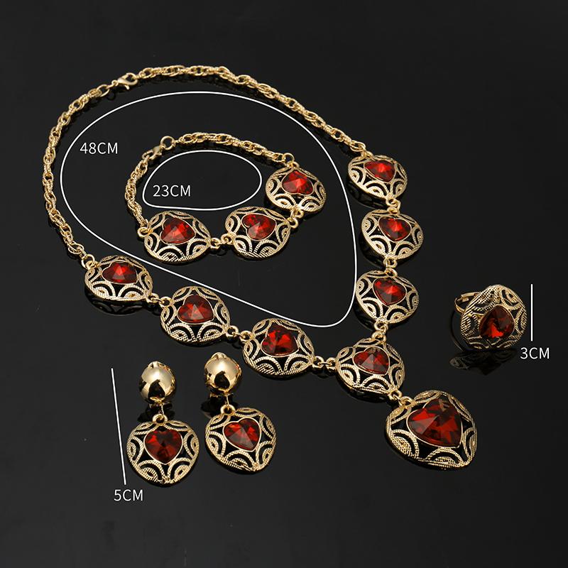 Earrings & Necklace Exquisite Dubai Gold Colorful Jewelry Set Wholesale 2021 Nigerian Wedding Design African Beads Women Costume