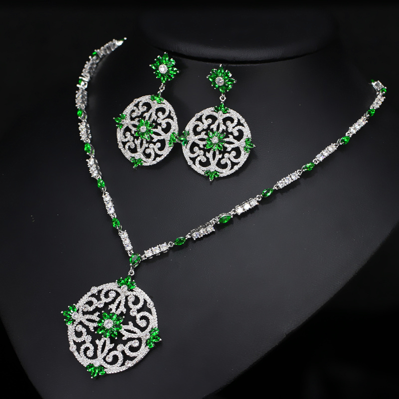 CWWZircons Vintage African Multi Color Cubic Zirconia Wedding Big Long Drop Necklace and Earrings Bridal Jewellery Set T105 CX200808