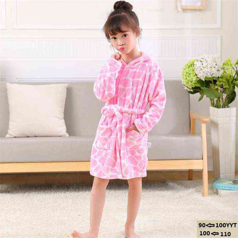 38 Styles Thick Flannel Girl Night-Robe Toddler Sleeping Pajamas Boy Bath Robe Soft Nightgown Children Kids Hooded Bathrobe 211130
