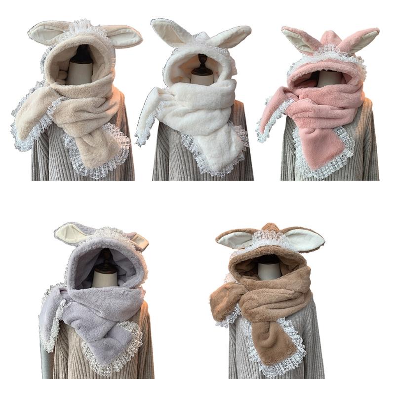 Berets 3 In 1 Warm Plush Winter Hats Scarf Gloves With Pockets Lolita Long Ear Hoodie For Chilly Outdoor Activities 13MD, White
Berets 3 In 1 Warm Plush Winter Hats Scarf Gloves With Pockets Lolita Long Ear Hoodie For Chilly Outdoor Activities 13MD, White