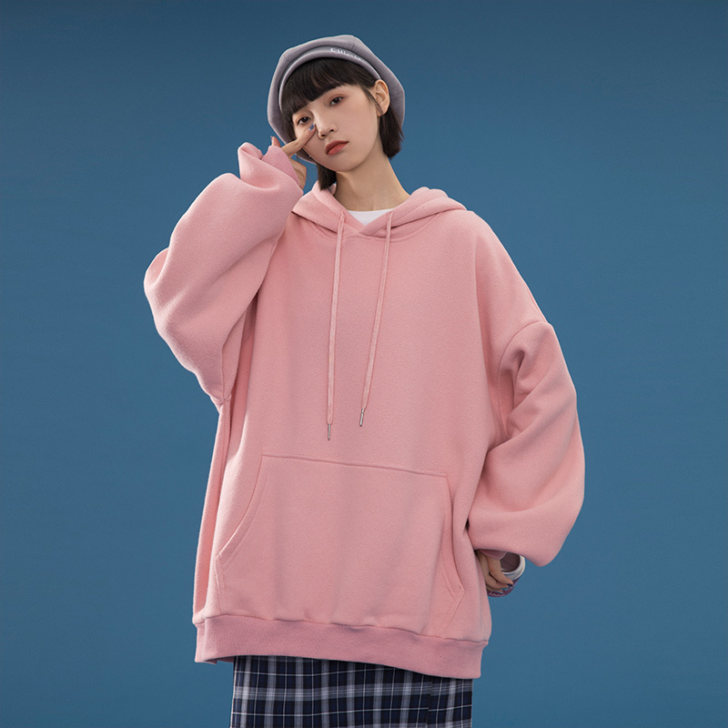 Korean New Candy colors Hoodie Womens Long Sleeve Sweatshirt winter Hooded Warm Tops Blouse With Pocket Harajuku Pullover Casual 201113