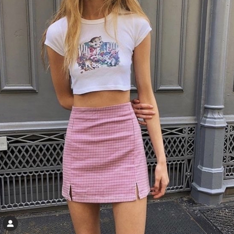 Women Kitten Print Cropped Cotton Tee Short Sleeved Cotton Crop T-shirt 210306