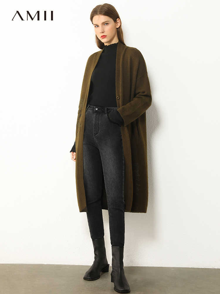 Minimalism Autumn Winter Fashion Women's Jeans High Waist Slim Fit For Ankel-length Pants 12060104 210527