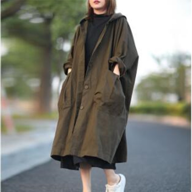 2021 new student Korean temperament literature art coat medium and long large women's button hooded windbreaker, Black
2021 new student Korean temperament literature art coat medium and long large women's button hooded windbreaker, Black