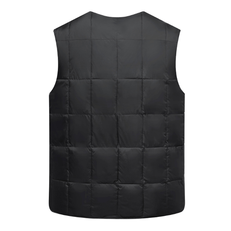 Casual Male Vest 80% White Duck Down Vest Men Autumn Winter Warm Sleeveless Jacket V-neck Button Down Zipper pocket Waistcoat 201225