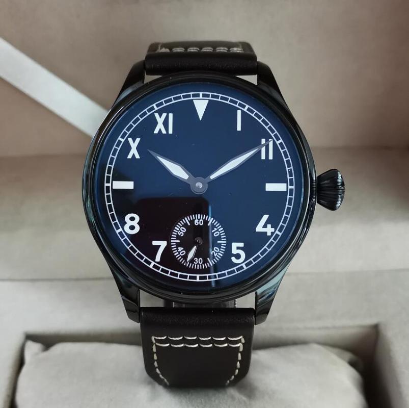 Wristwatches GEERVO No Logo 44mm PVD Black Manual Mechanical Men's Watch California Dial Super Luminous Coffee Strap G140, Mineral glass
Wristwatches GEERVO No Logo 44mm PVD Black Manual Mechanical Men's Watch California Dial Super Luminous Coffee Strap G140, Mineral glass