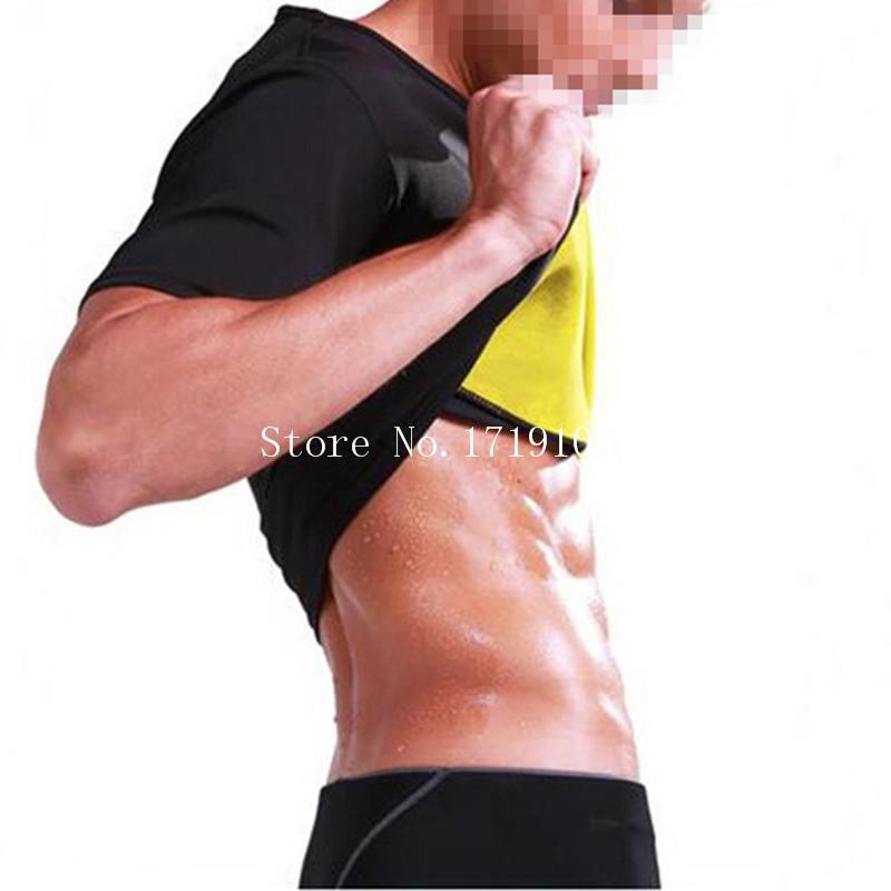 Men's Body Shapers Shapewear For Men Sauna Sweating T-shirt Vest Neoprene Shaper Abdomen Fat Burn Belly Control Slimming Leotard Shirt Corse