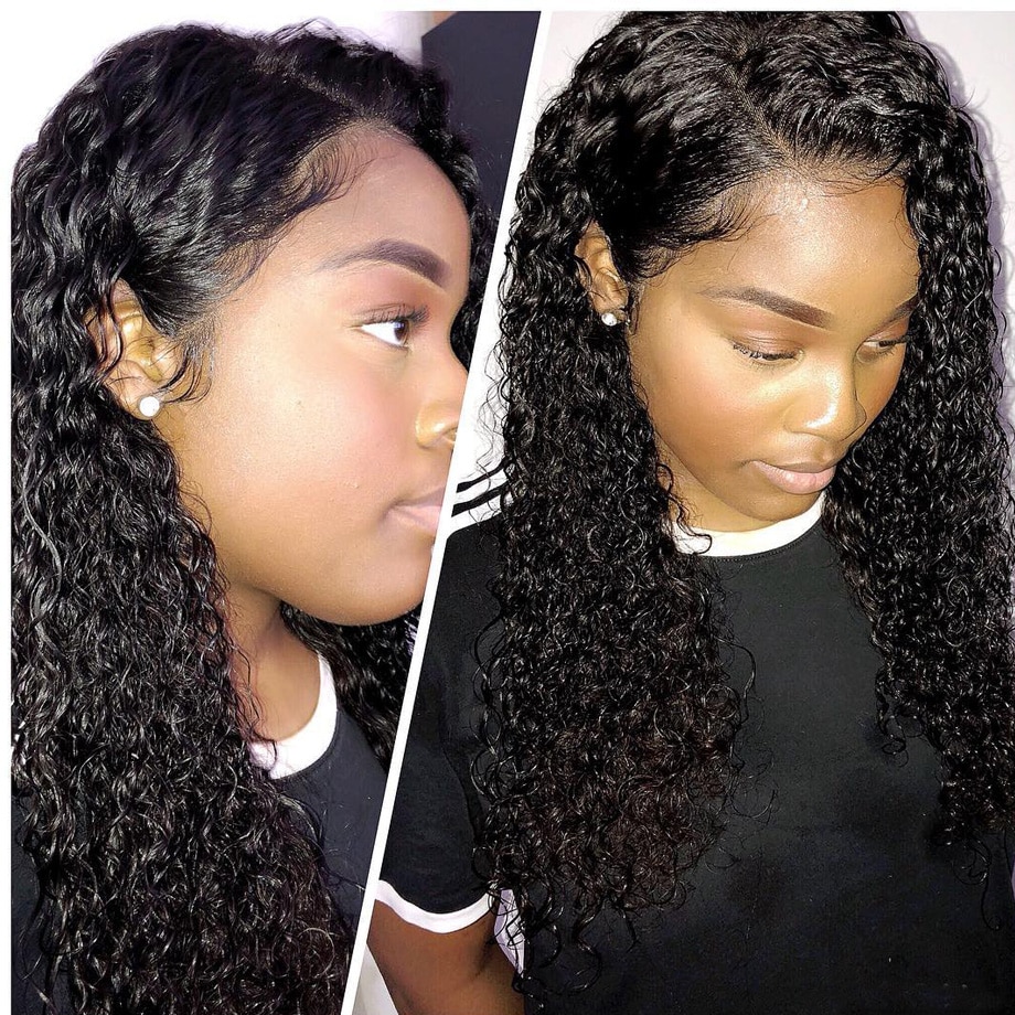 Transparent hd Curly Lace Front Human Hair Wigs-Glueless 130% Density Brazilian Virgin Remy Wigs with Baby Hairs for African Americans 14 inch