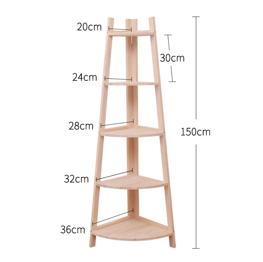 Corner shelf solid wood Bedroom Furniture tripod multi-layer bookshelf modern simple balcony corners flower racks