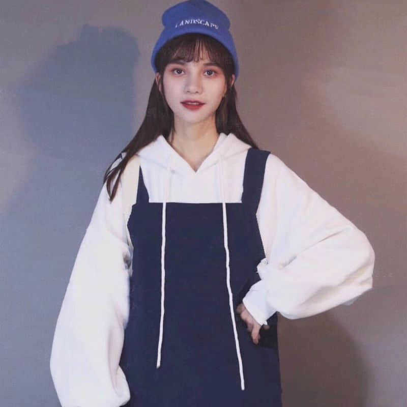 Women two-piece suit Korean style solid color wild sweater + loose and thin strap skirt fashion autumn winter college casual 210526