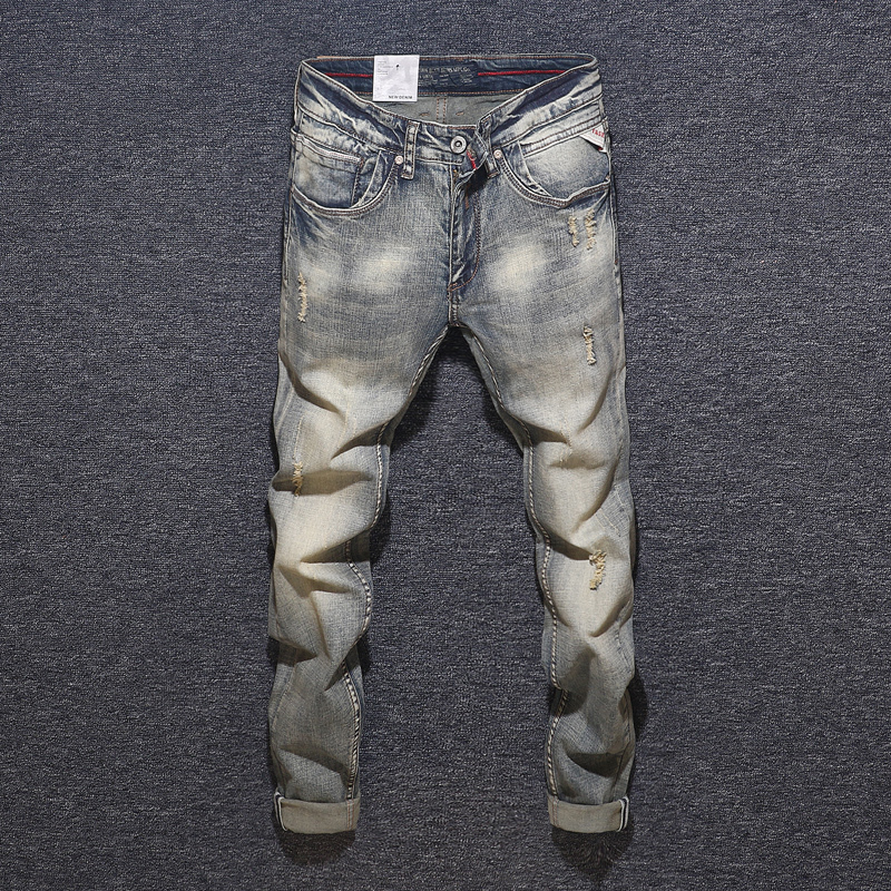 2021 New Italian Style Fashion Retro Yellow Washed Slim Fit Elastic Ripped Men Denim Pants Vintage Designer Jeans Homme 16f0
2021 New Italian Style Fashion Retro Yellow Washed Slim Fit Elastic Ripped Men Denim Pants Vintage Designer Jeans Homme 16f0