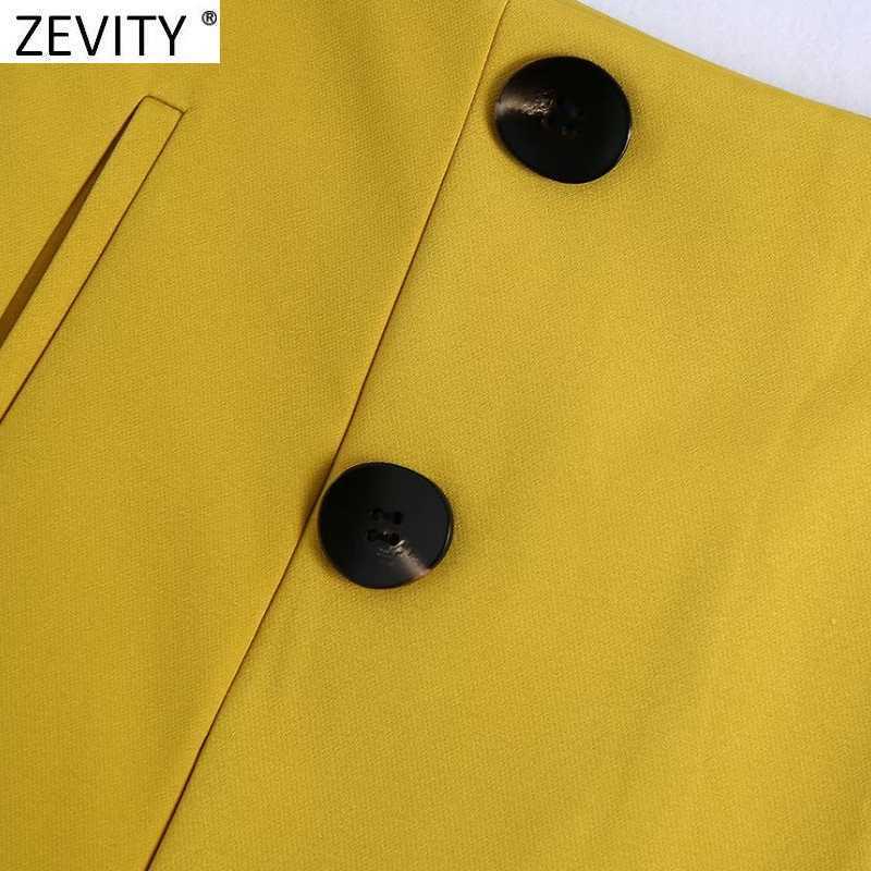 Zevity Women Fashion Solid Button Decoration Bermuda Shorts Female Streetwear Chic Side Zipper Pantalone Cortos P1020 210603