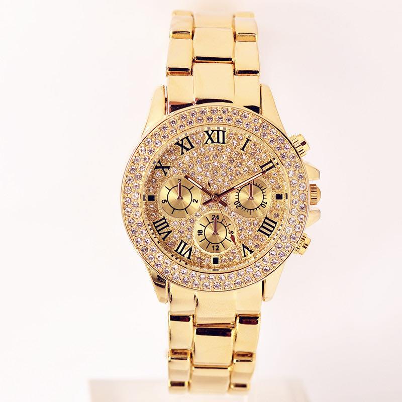 Wristwatches Men's And Women's Same Watch Imitation Three-eyed Starry Rhinestone Diamond Female Korean Steel Belt Fashion, Gold
Wristwatches Men's And Women's Same Watch Imitation Three-eyed Starry Rhinestone Diamond Female Korean Steel Belt Fashion, Gold