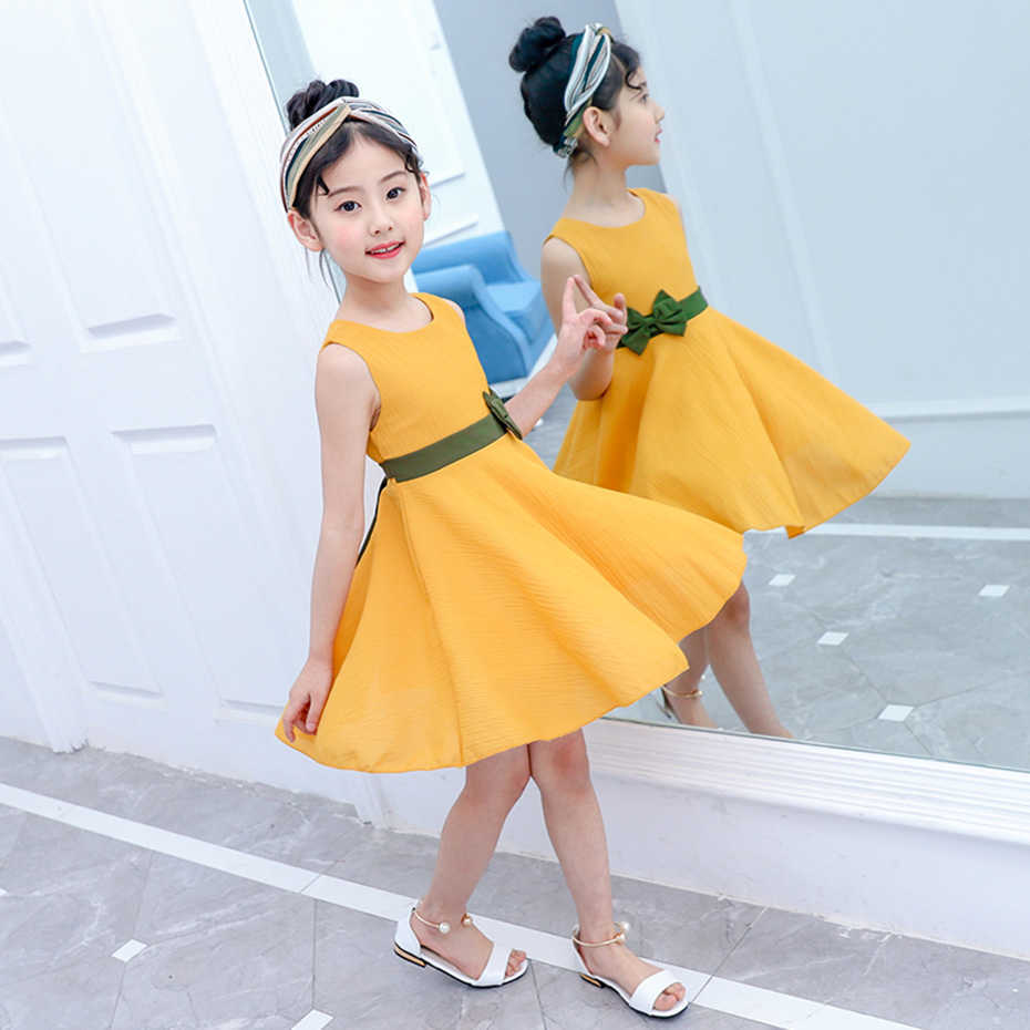Dress For Girls Big Bow es Patchwork Party Child Summer Children's Clothing 6 8 10 12 14 210528