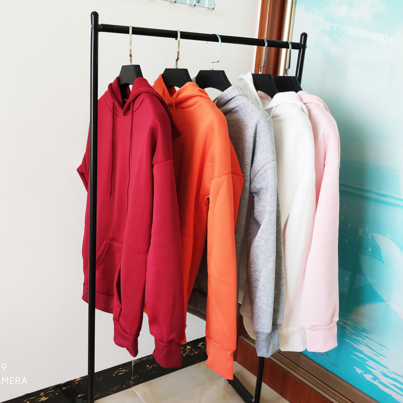 Plus Velvet Oversize Hoodies Women Spring Autumn Female Loose Casual Pullover Hoodied Solid Color Hoodies Sweatshirts Tops 201113