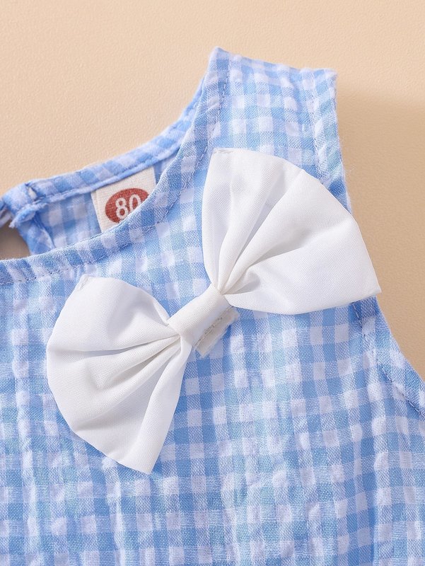 Baby Gingham Bow Front Dress & Hat SHE