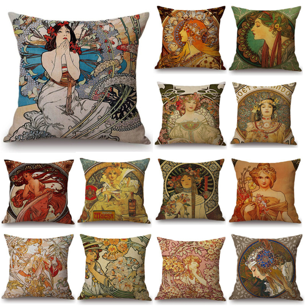 Vintage European Art Nouveau Mucha Sofa Pillow Covers Home Decorative Pillowcase Beautiful Girl Pattern Cushion Cover JK2103XB
Vintage European Art Nouveau Mucha Sofa Pillow Covers Home Decorative Pillowcase Beautiful Girl Pattern Cushion Cover JK2103XB