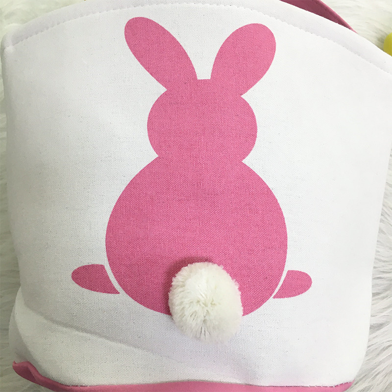 Party Easter Egg Storage Basket Canvas Bunny Ear Bucket Creative Gift Bag With Rabbit Tail Decoration 8 Styles Free shipping