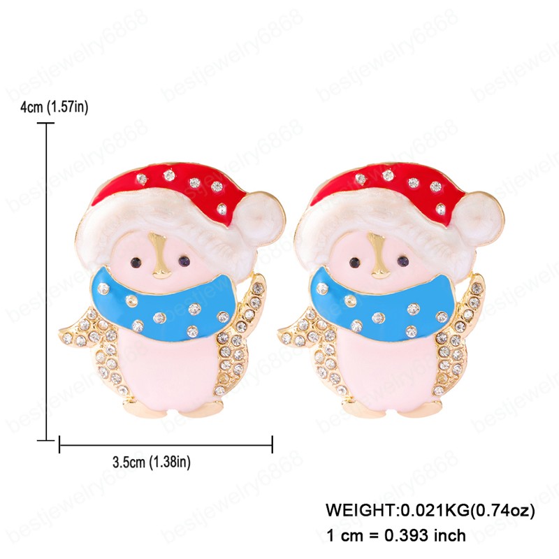 Snowman Earrings Women Festive Sparkly Rhinestone Dangle Earrings Christmas Jewelry Holiday Cheer