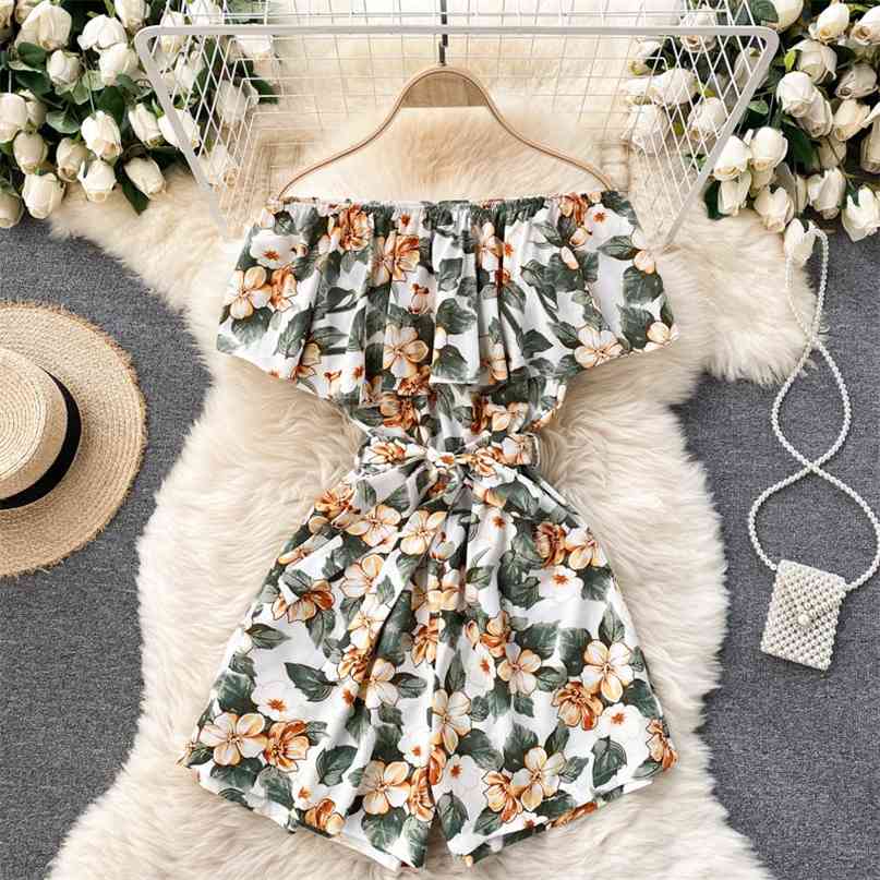 Summer Women Playsuits Floral Print Beach Style Short Jumpsuits Fashion Slash Neck Off-shoulder Sash Bow-tied Wide Leg Romper 210603, Blue
Summer Women Playsuits Floral Print Beach Style Short Jumpsuits Fashion Slash Neck Off-shoulder Sash Bow-tied Wide Leg Romper 210603, Blue