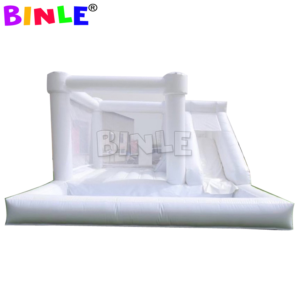 3 in 1 White Inflatable bounce house PVC commercial bouncy castle Jumper bouncer jumping combo with ball pit and slide for photos shooting kids party 