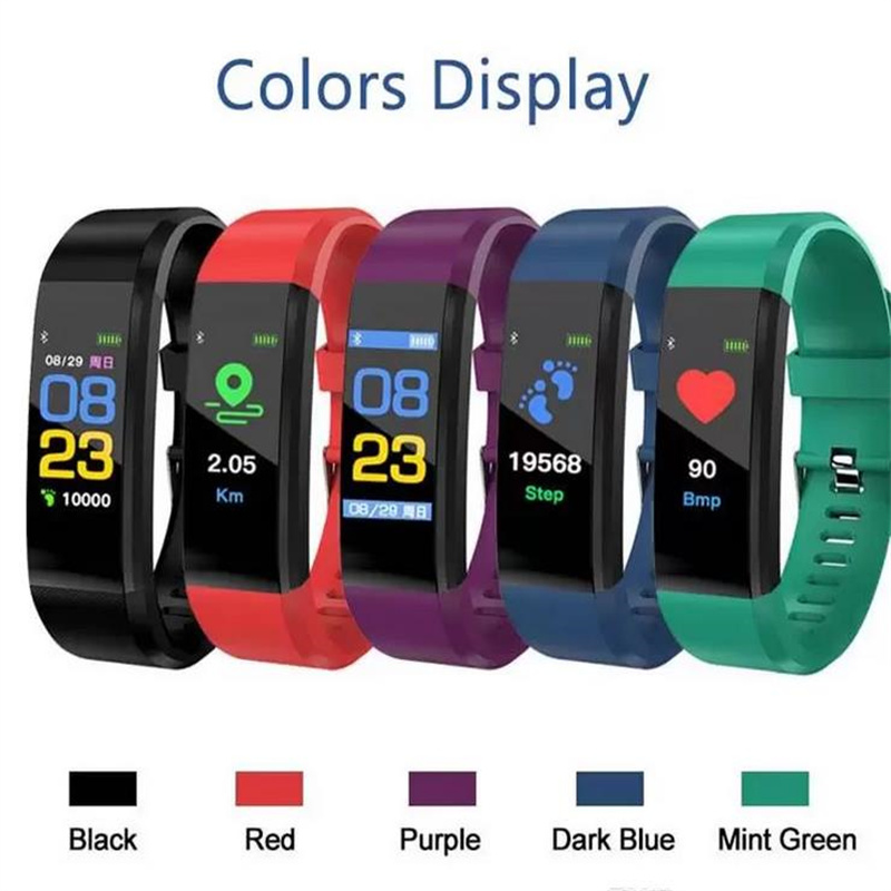 

ID115 Color Screen Smart Bracelet Wristband Fitness Tracker Pedometer Watch Band Heart Rate Blood Pressure Monitor Wristband For Android DZ35