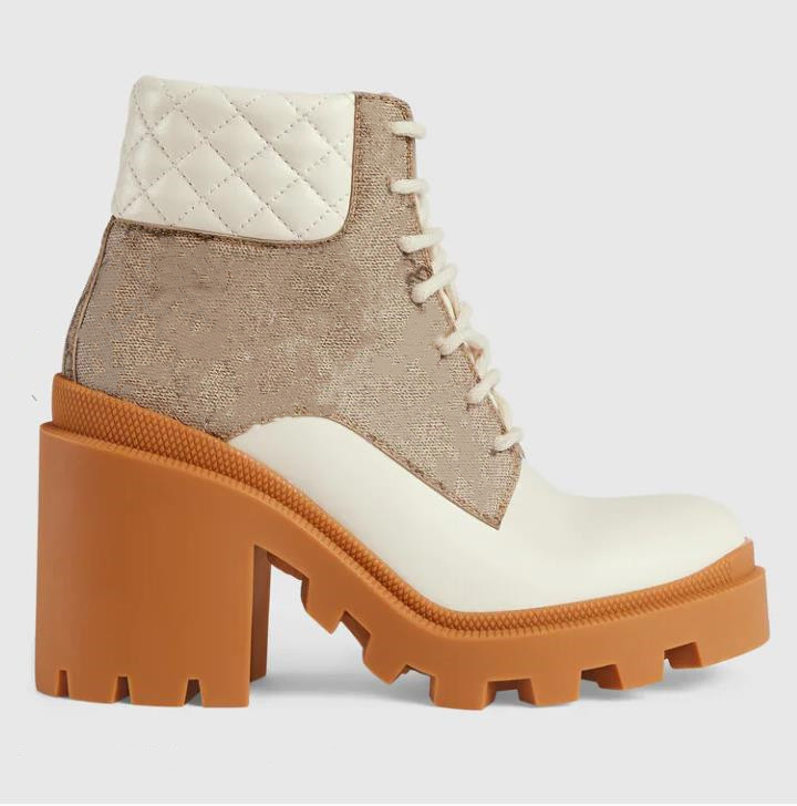 Women Beige Canvas Ankle Boot Letter Designer Lady Black Quilted Leather Lace-up Rubber Lug Sole Boots, Boot dustbag
Women Beige Canvas Ankle Boot Letter Designer Lady Black Quilted Leather Lace-up Rubber Lug Sole Boots, Boot dustbag