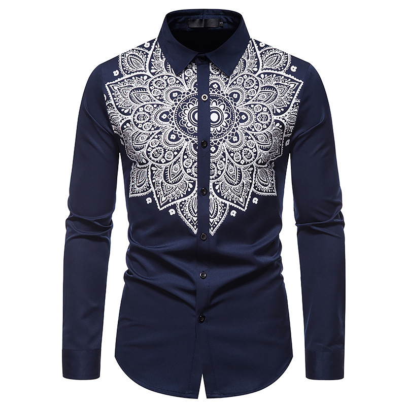 Men's Long Sleeve Fashion Button Shirt Paisley Flower Printed Casual T-shirt Slim Man Formal Brand T-shirts Turn-down Collar Male Dress, White;black
Men's Long Sleeve Fashion Button Shirt Paisley Flower Printed Casual T-shirt Slim Man Formal Brand T-shirts Turn-down Collar Male Dress, White;black