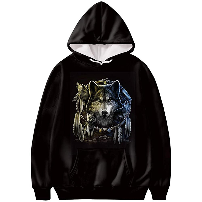 Wolfdog men and women novelty hoodie 3D printing pullover hooded sweater with pocket 100-160, Black
Wolfdog men and women novelty hoodie 3D printing pullover hooded sweater with pocket 100-160, Black