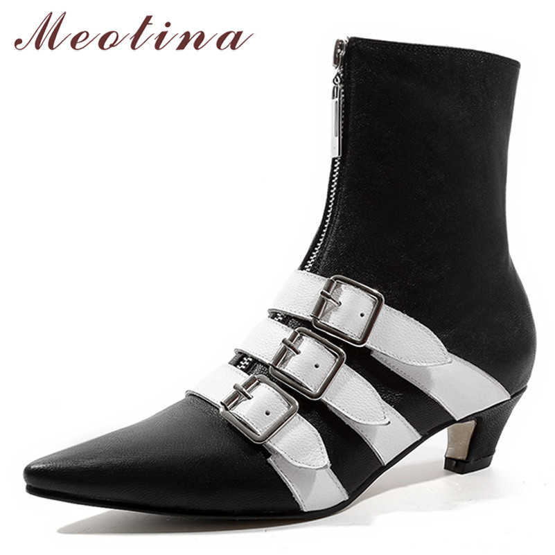 Meotina Women Boots Sheepskin Ankle Boots Natural Genuine Leather Zip Med Heel Short Boots Buckle Pointed Toe Shoes Lady Fall 42 210608, Black
Meotina Women Boots Sheepskin Ankle Boots Natural Genuine Leather Zip Med Heel Short Boots Buckle Pointed Toe Shoes Lady Fall 42 210608, Black