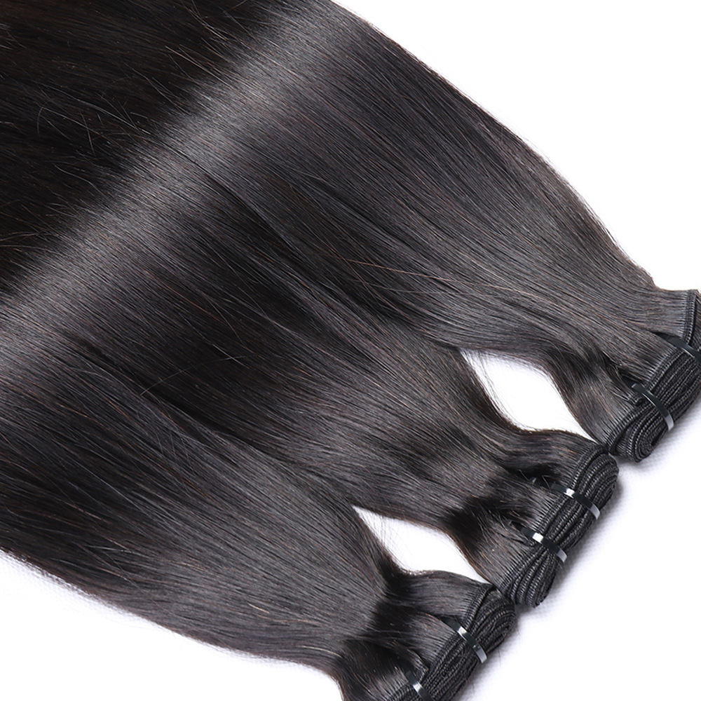 Double Drawn Bone Straight Human Vrigin Hair Weaves 1 Bundles Thick Ends
