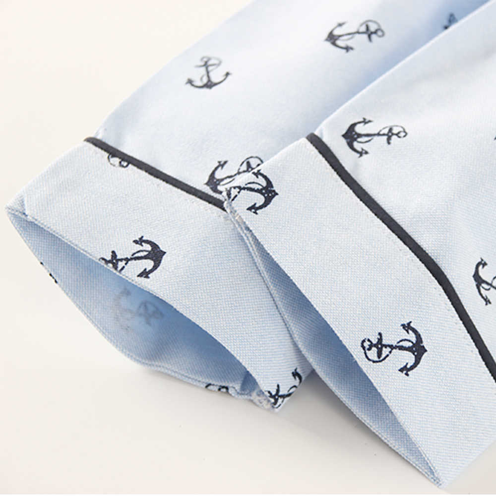 Mudkingdom Boys Pajamas Set Anchor Print Turn-Down Collar Toddler Pajama Cute Kids Sleepwear Clothes Nautical Jammies 210615