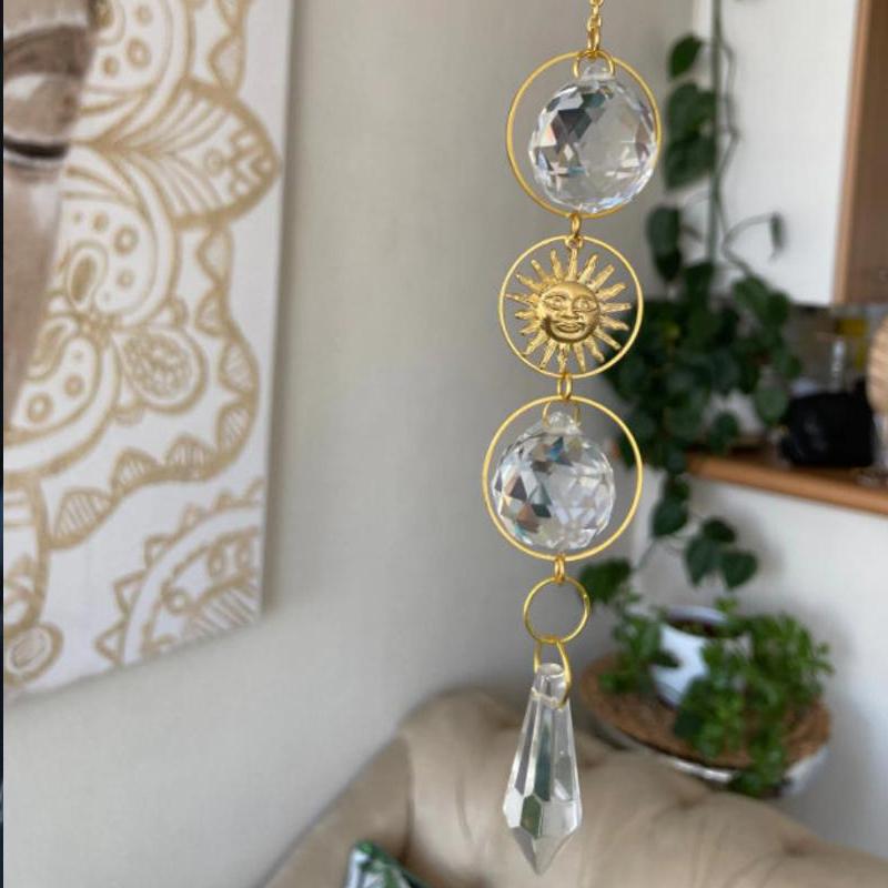 Keychains Cage Sun Catcher Crystal Rainbow Maker Window Home Boho Room Wall Car Decoration Curtain Chandelier Prisms Witchy Suncatcher