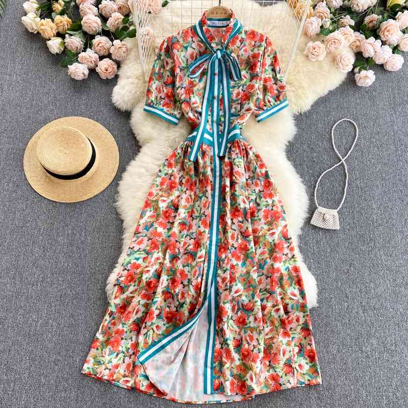 Banulin HIGH QUALITY est Runway Designer Summer Dress Women's Short Sleeve Shirt Collar Stripe Printed Bow Midi 210603, The picture color
Banulin HIGH QUALITY est Runway Designer Summer Dress Women's Short Sleeve Shirt Collar Stripe Printed Bow Midi 210603, The picture color