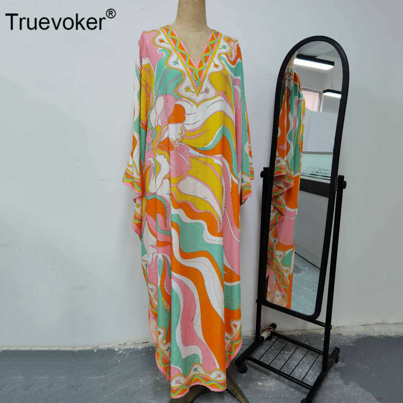 Truevoker Autumn Runway Long Robe Women's Batwing Sleeve Multicolor Print Knitting Cotton Loose Boho Dresses Plus Size 7XXL 210602, Silk
Truevoker Autumn Runway Long Robe Women's Batwing Sleeve Multicolor Print Knitting Cotton Loose Boho Dresses Plus Size 7XXL 210602, Silk