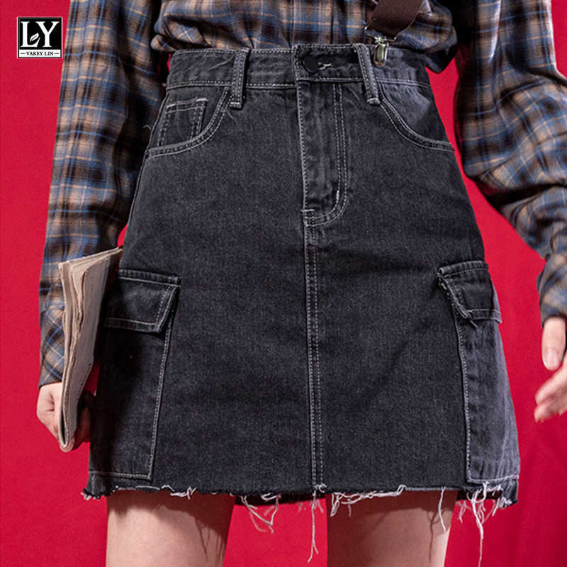 LY VAREY LIN Spring Summer Women Fashion Pockets Denim Mini Black Skirts Casual Solid Color High Waist A-line 210526
LY VAREY LIN Spring Summer Women Fashion Pockets Denim Mini Black Skirts Casual Solid Color High Waist A-line 210526