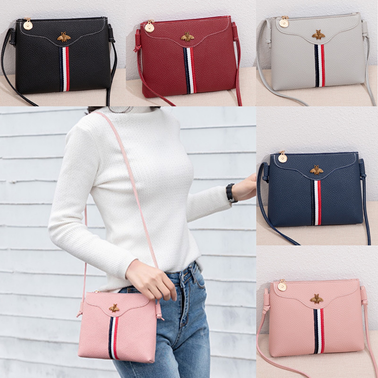 Women's Bag Big Capacity Bee Shoulder/Crossbody Bags Female Stripe Purse 2020 New Messenger Wholesale Handbag Dropshipping C0225
Women's Bag Big Capacity Bee Shoulder/Crossbody Bags Female Stripe Purse 2020 New Messenger Wholesale Handbag Dropshipping C0225