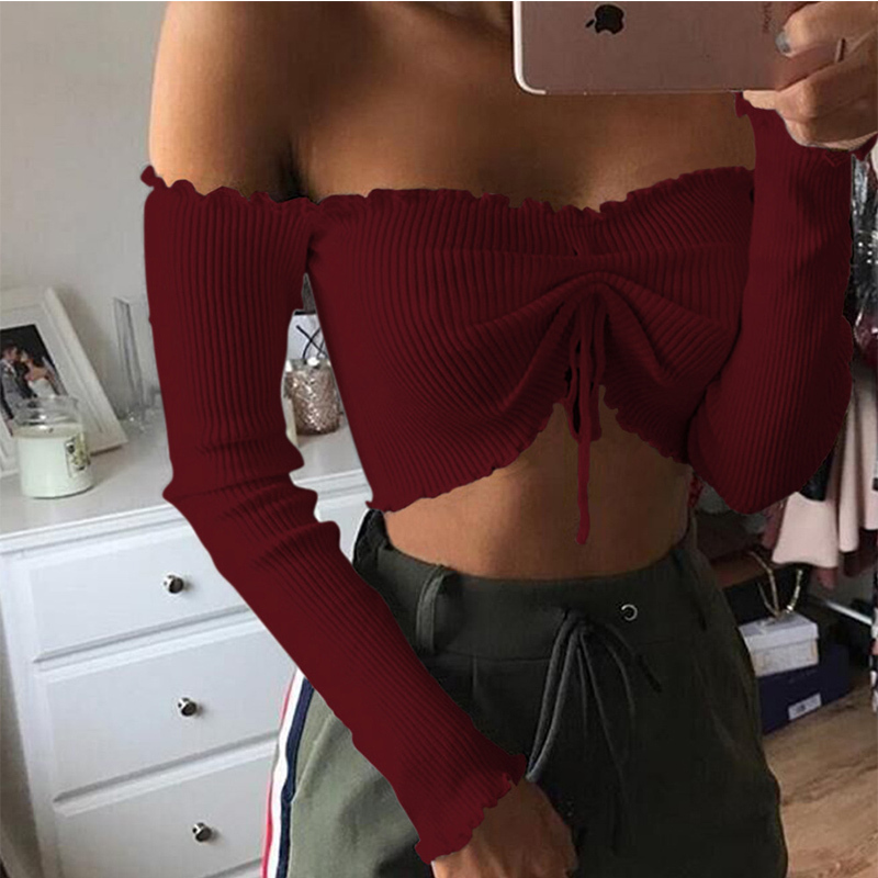 Backless Lantern Sleeve Short T-shirt Women Square Collar Summer Top Women Bow Tie Sexy Women T shirt 210306