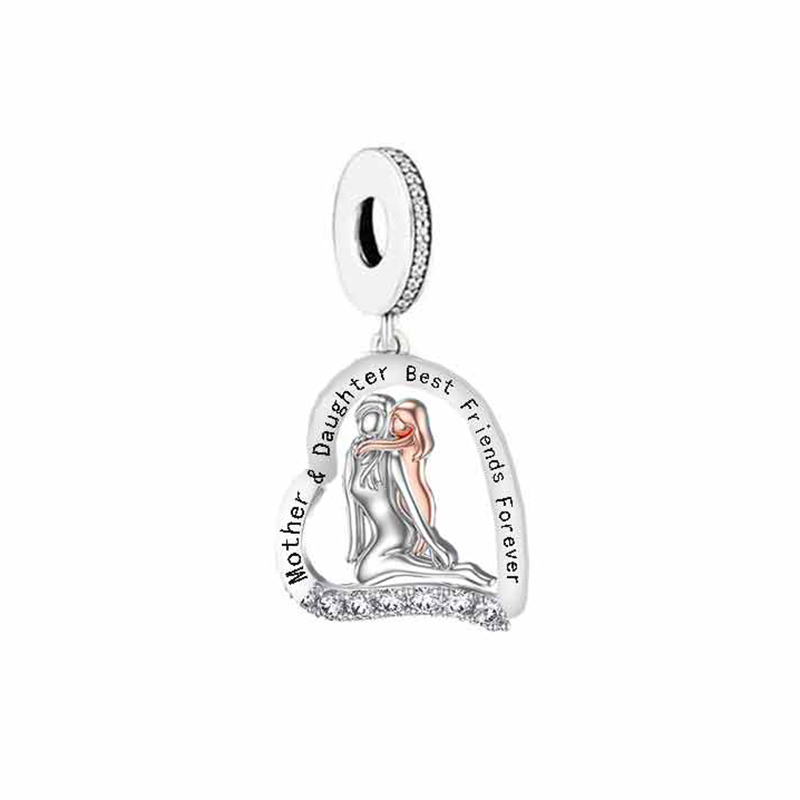 Fit Original Charm Bracelet Necklace 925 Sterling Silver & Rose Gold Dad Mummy Baby Family Forever Love Heart Dangle Beads For Making Women Anniversar