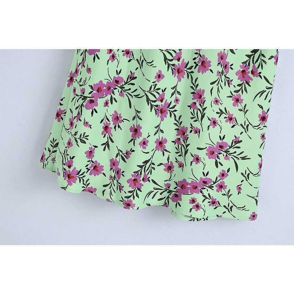 Summer Women Dress Flower Printed Vintage elegant lady Woman Short Camisole dress beach style 210709