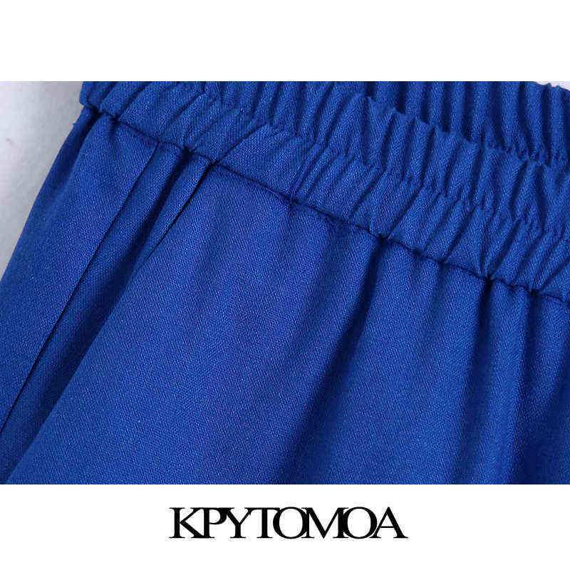 KPYTOMOA Women Chic Fashion Side Pockets Wide Leg Pants Vintage High Elastic Waist Female Trousers Mujer 211115