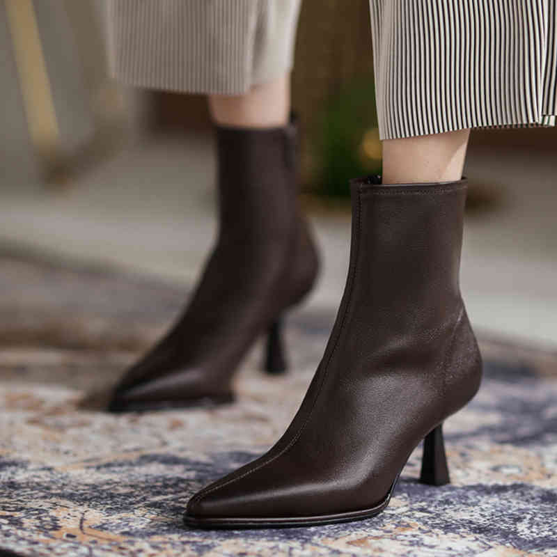 boots pointed toe hoof heel boots to genuine leather woman zipper short autumn female shoe sb65, Black
boots pointed toe hoof heel boots to genuine leather woman zipper short autumn female shoe sb65, Black