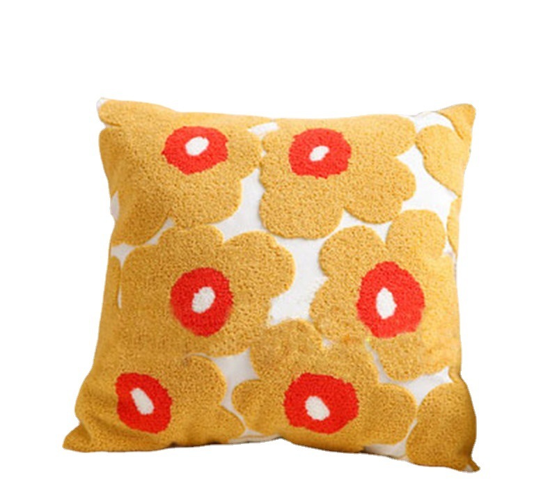 Unikko Marimekko Embroidered Poppy Pillow Finland Nordic Style Living Room Sofa