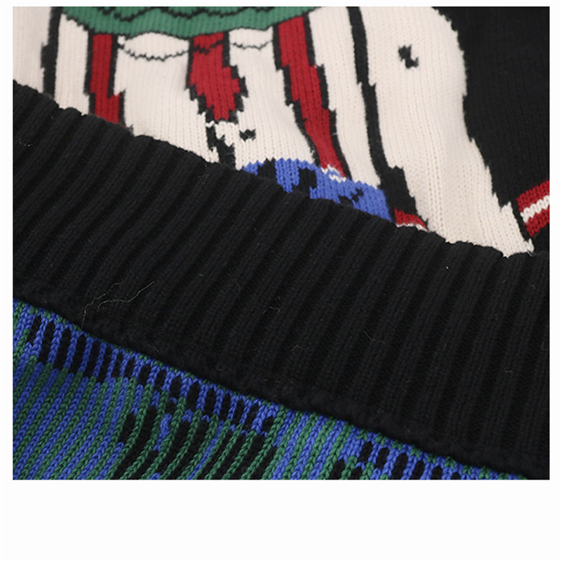 MERRY PRETTY Women's Cartoon Fore Embroidery Knitted Sweaters Winter Thick Warm Vintage Jacquard Sweater Knit Pullovers 210218