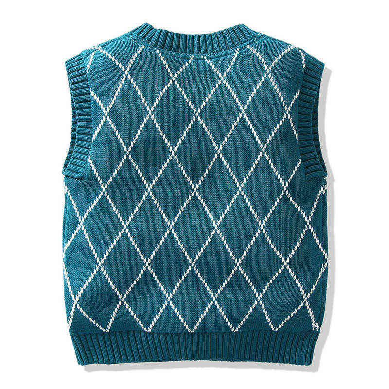 Autumn Kids Boys Girls Sleeveless Grid Sweater Vest Children Clothing Winter Baby Kids Boys Girls Pullover Sweaters Vest Y0925