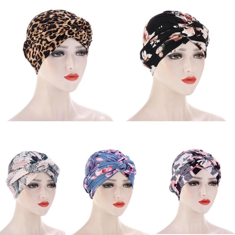 Ethnic Clothing Muslim Fashion Women Twist Turban Caps Stretchy Cotton Print Turbanet Headband Headscarf Bonnet Ladies Hair Loss Chemo Cap