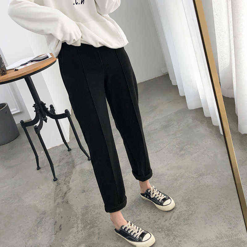 Thicken Women Pencil Pants womens Autumn Winter Plus Size OL Style Wool Female Work Suit Pant Loose Trousers s 211115
