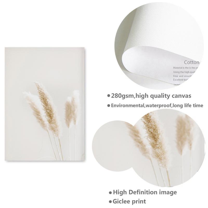 Vintage Botanical Natural Pampas Grass Art Print Poster Quotes Beige Canvas Painting Wall Picture For Living Room Home Decor